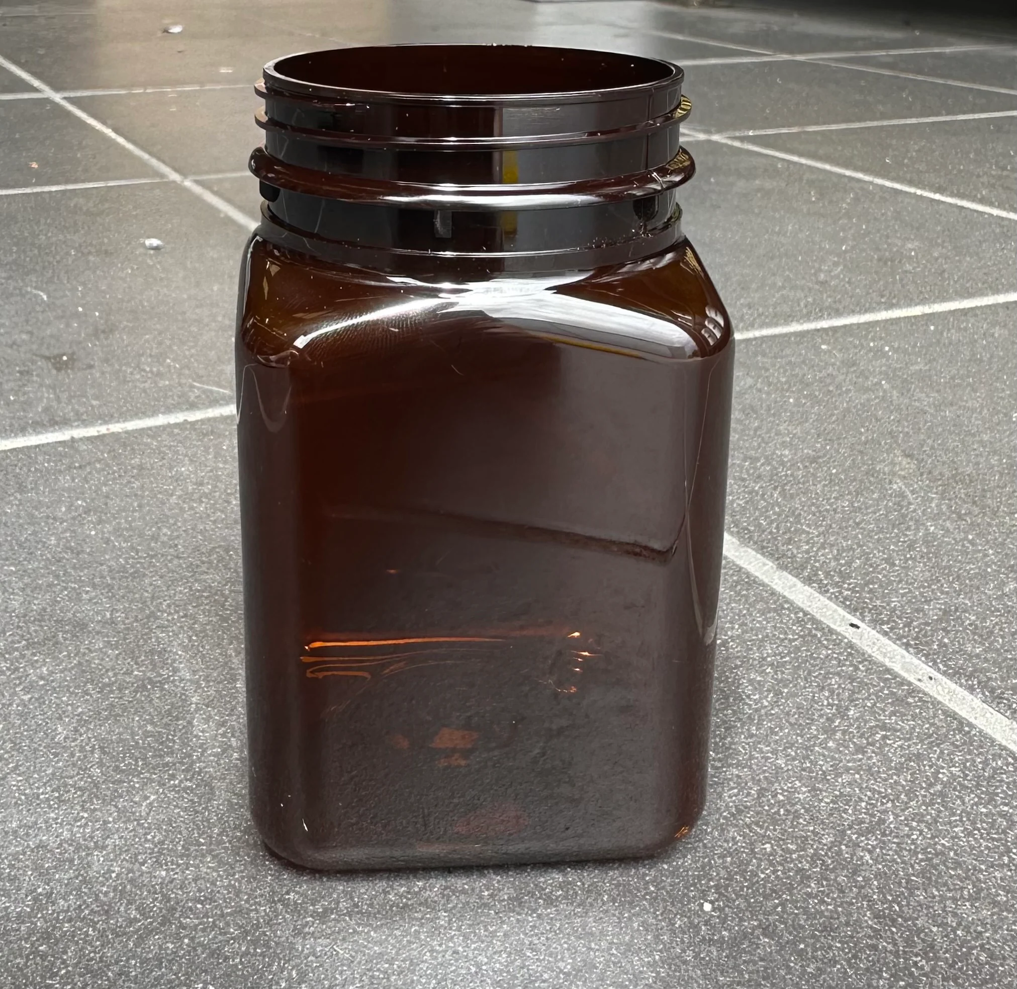 500g PET Square Jar & TE Lid - AMBER - Image 6
